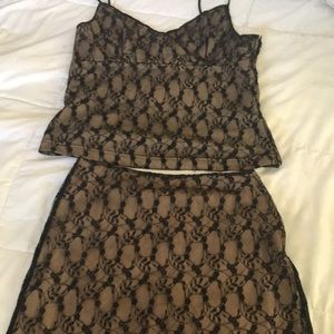 Top and skirt lace cocktail dress  set
